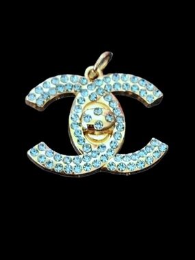 Chanel Interlocking Turquoise Crystals Zipper Pull Pendant
